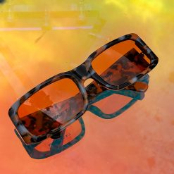Planet I Multicolor Rectangle Sunglasses W/ Orange Lens