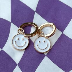 Thirteen Crosby White Smiley Face Earrings