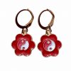 Thirteen Crosby Red Flower Yin And Yang Earrings