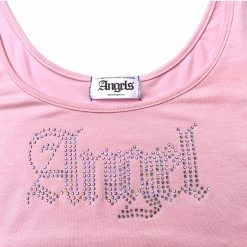 The Angels NYC Angel Cropped Pink Rhinestone Tank Tops