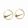 Thirteen Crosby Accessories Small Medal Swoosh Hoop Earrings/Gold