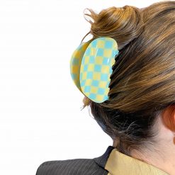 Thirteen Crosby Blue & Yellow Checker Claw Hair Clip Accessories