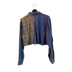 Undone By Kate Tops Split Design Reworked Denim & Flannel Shirt