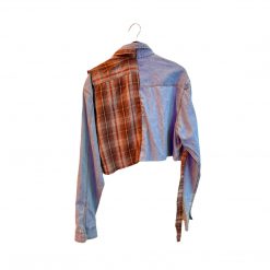 Undone By Kate Split Design Reworked Denim & Flannel Shirt Tops