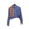 Undone By Kate Split Design Reworked Denim & Flannel Shirt Tops