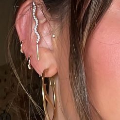 Thirteen Crosby Accessories Small Medal Swoosh Hoop Earrings/Gold