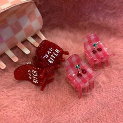 Thirteen Crosby Cherry Plaid Hair Clip/Pink