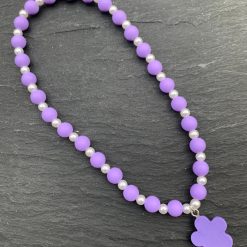 Thirteen Crosby Accessories Flower Pendant Beaded Necklace With Faux Pearls/Purple